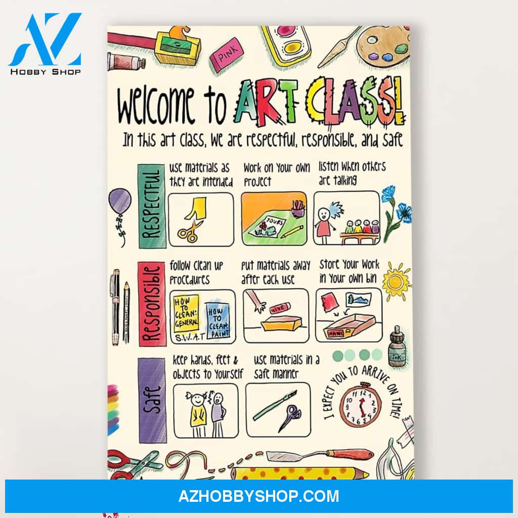 Teacher Classroom Canvas Welcome To Art Class, Student Wall Art Back to School Gift for Teacher