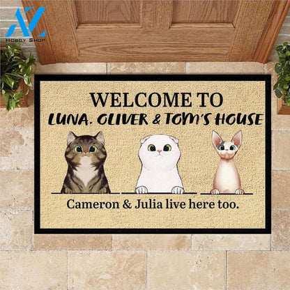 Welcome To Cats' House - Funny Personalized Cat Doormat 