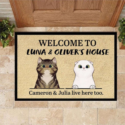 Welcome To Cats House - Funny Personalized Cat Doormat Door