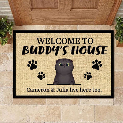 Welcome To Cats House - Funny Personalized Cat Doormat Door