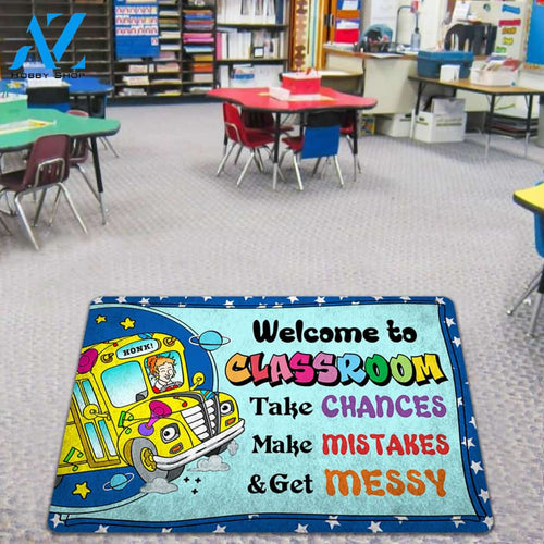 Welcome To Classroom School Bus Welcome Mat Housewarming Gift Home Decor Funny Doormat Gift For Friend, Gift For Family, Gift For Classroom