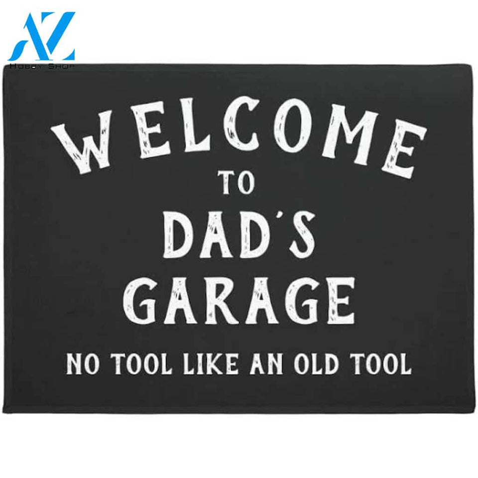 Welcome To Dad's Garage Funny Quote Black Doormat Funny Welcome Mat Housewarming Gift Home Decor Funny Doormat Gift For Friend