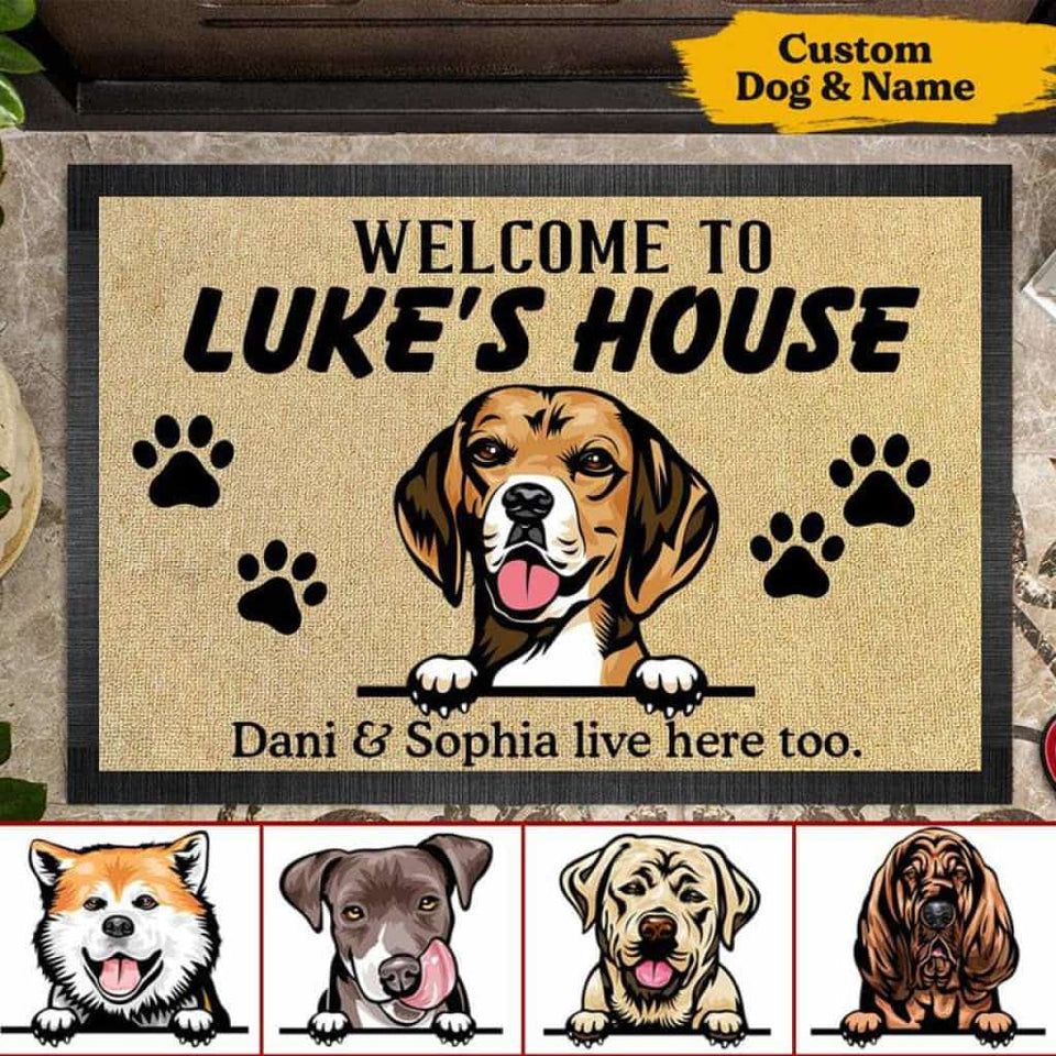 Welcome To Dog House Doormat, Dog Lover Gift, Non-slip Mats, Funny Doormat