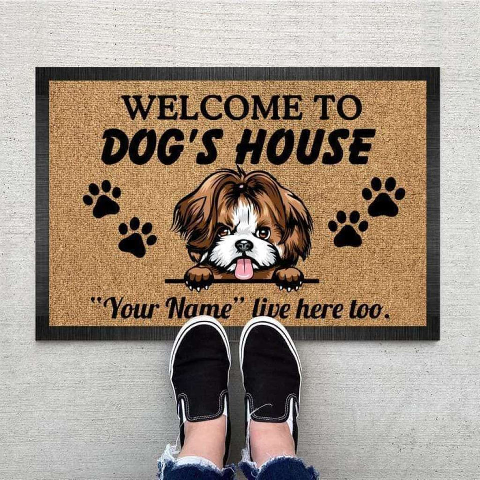 Welcome To Dog House Doormat, Dog Lover Gift, Non-slip Mats, Funny Doormat