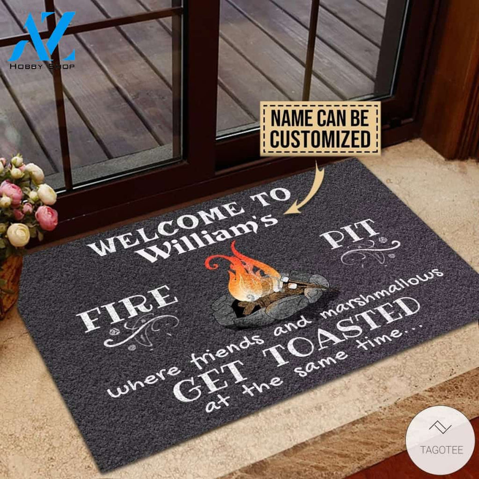 Personalized Welcome To Firepit Where Friends And Marshmallows Get Toasted Camper Doormat