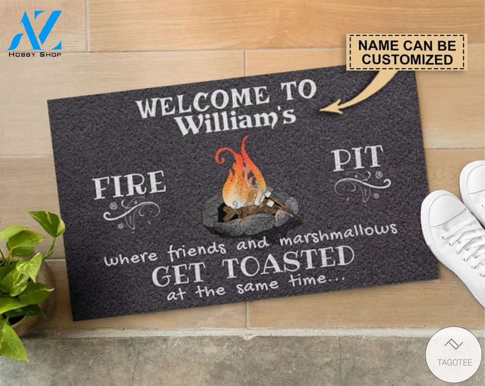 Personalized Welcome To Firepit Where Friends And Marshmallows Get Toasted Camper Doormat