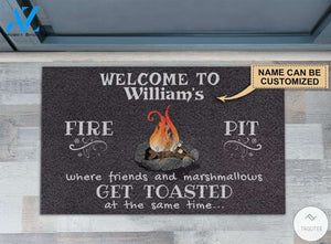 Personalized Welcome To Firepit Where Friends And Marshmallows Get Toasted Camper Doormat