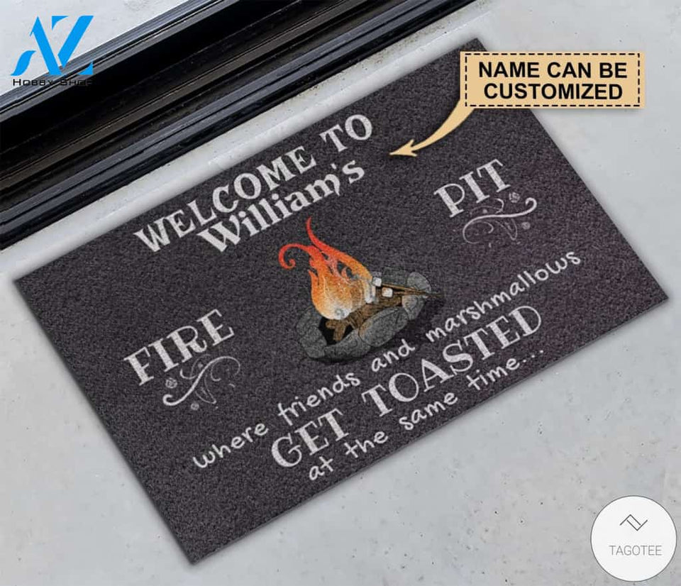 Personalized Welcome To Firepit Where Friends And Marshmallows Get Toasted Camper Doormat