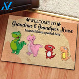 Welcome To Grandma And Grandpa's House - Grandchildren Spoiled Here Doormat Welcome Mat House Warming Gift Home Decor Gift for Grandprent Lovers Funny Doormat Gift Idea