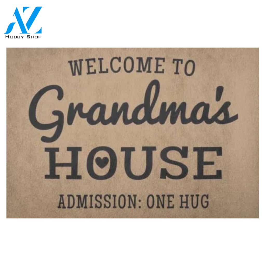 Welcome To Grandma's House Admission One Hug Doormat - Cute Grandma Gift Indoor and Outdoor Doormat Warm House Gift Welcome Mat Gift for Friend Family