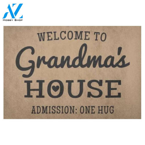 Welcome To Grandma's House Admission One Hug Doormat - Cute Grandma Gift Indoor and Outdoor Doormat Warm House Gift Welcome Mat Gift for Friend Family