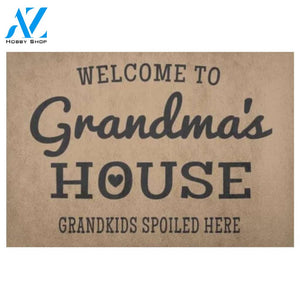 Welcome To Grandma's House Grandkids Spoiled Here Doormat - Cute Grandma Gift Doormat Warm House Gift Welcome Mat Gift for Friend Family