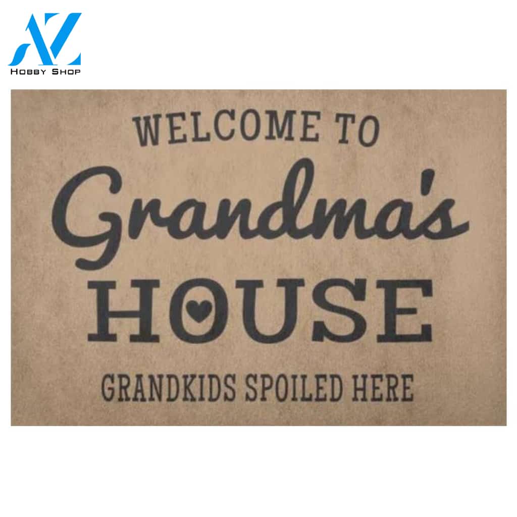 Welcome To Grandma's House Grandkids Spoiled Here Doormat - Cute Grandma Gift Doormat Warm House Gift Welcome Mat Gift for Friend Family