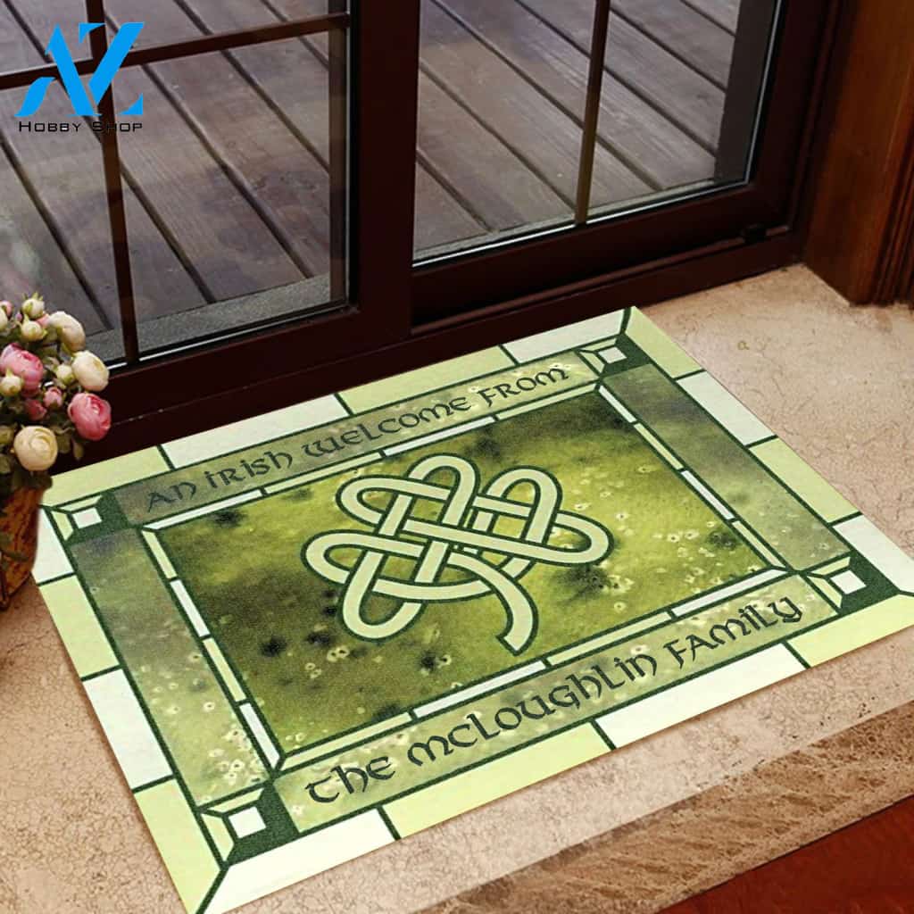 Welcome to Irish Family Family Personalized Rubber Base Doormat | Welcome Mat | House Warming Gift