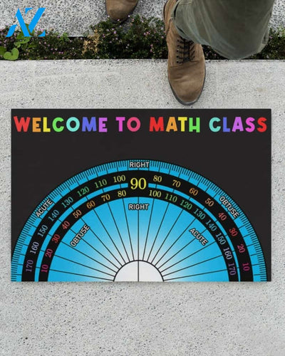 Welcome To Math Class Protractor funny Indoor And Outdoor Doormat Gift For Math Lovers Teacher Student Classroom Decor Warm House Gift Welcome Mat