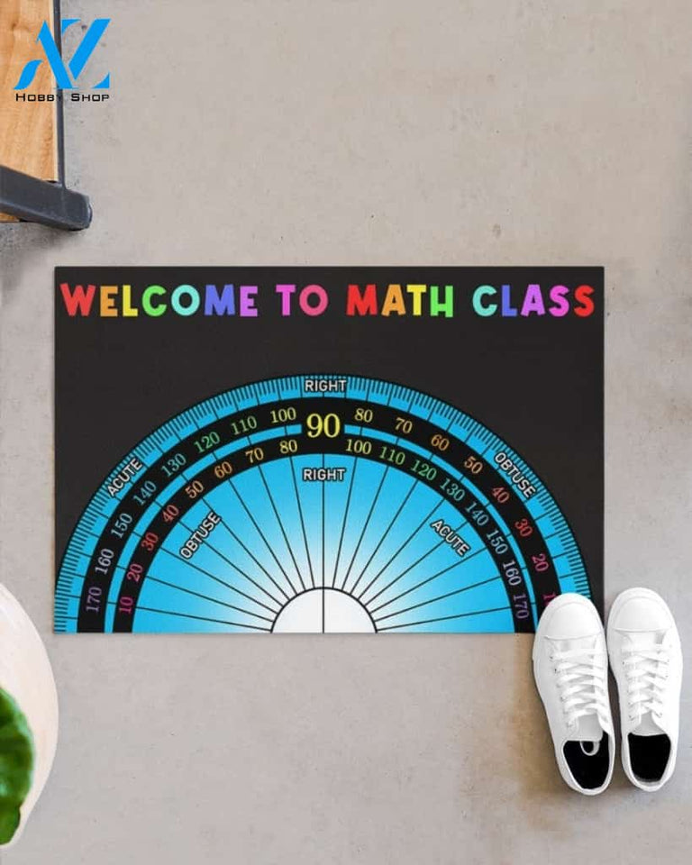 Personalized Name Family House Welcome To Math Class Protractor Funny Indoor And Outdoor Doormat Gift For Math Lovers Teacher Student Classroom Decor Warm House Gift Welcome Mat