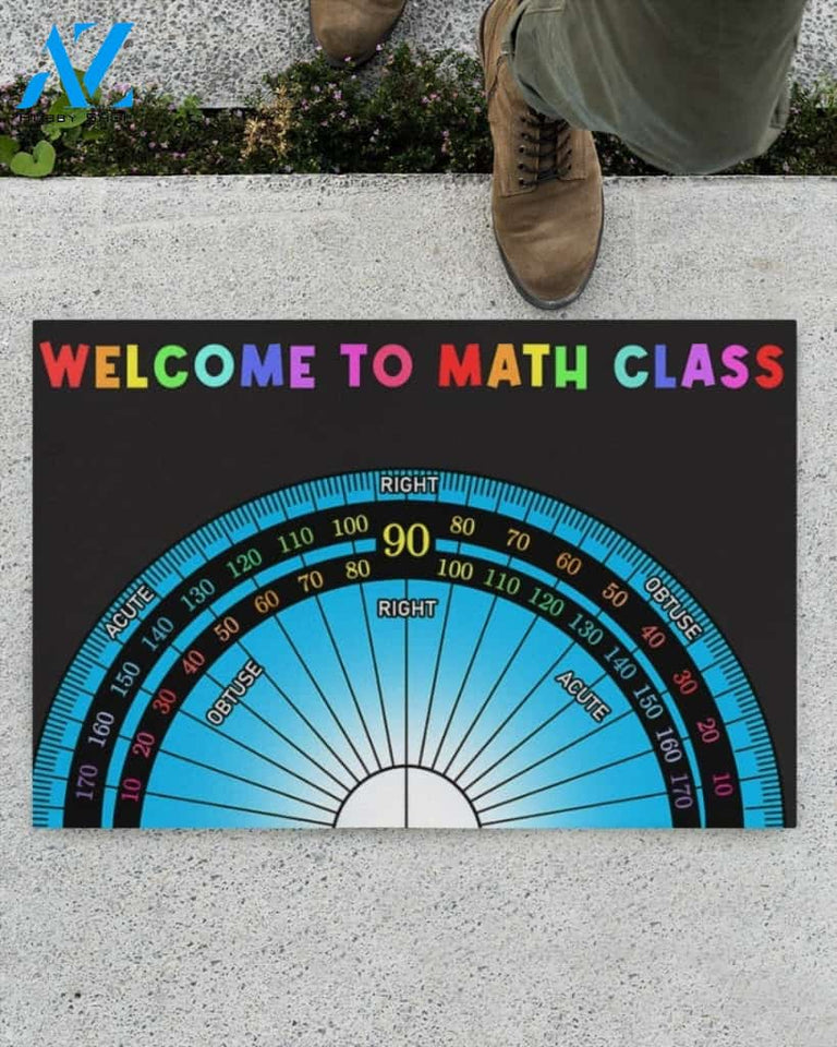Personalized Name Family House Welcome To Math Class Protractor Funny Indoor And Outdoor Doormat Gift For Math Lovers Teacher Student Classroom Decor Warm House Gift Welcome Mat