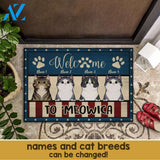 Welcome To Meowica Doormat, Personalized Cat Doormat, Cat Welcome Doormat, 4th of July Doormat, Gift For Cat Lover, Patriotic Home Decor