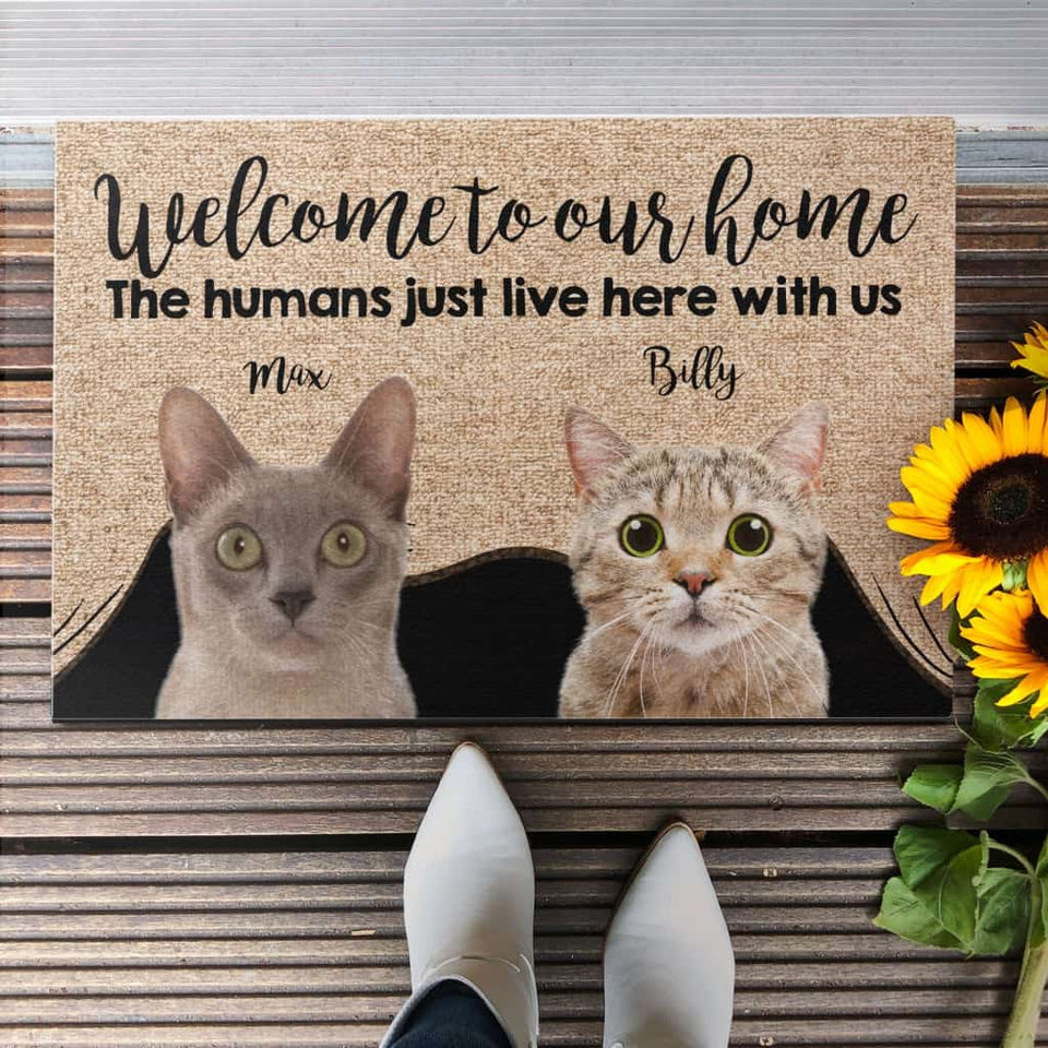Welcome To My Home, Cat & Dog Custom Doormat, Gift For Cat & Dog Lovers