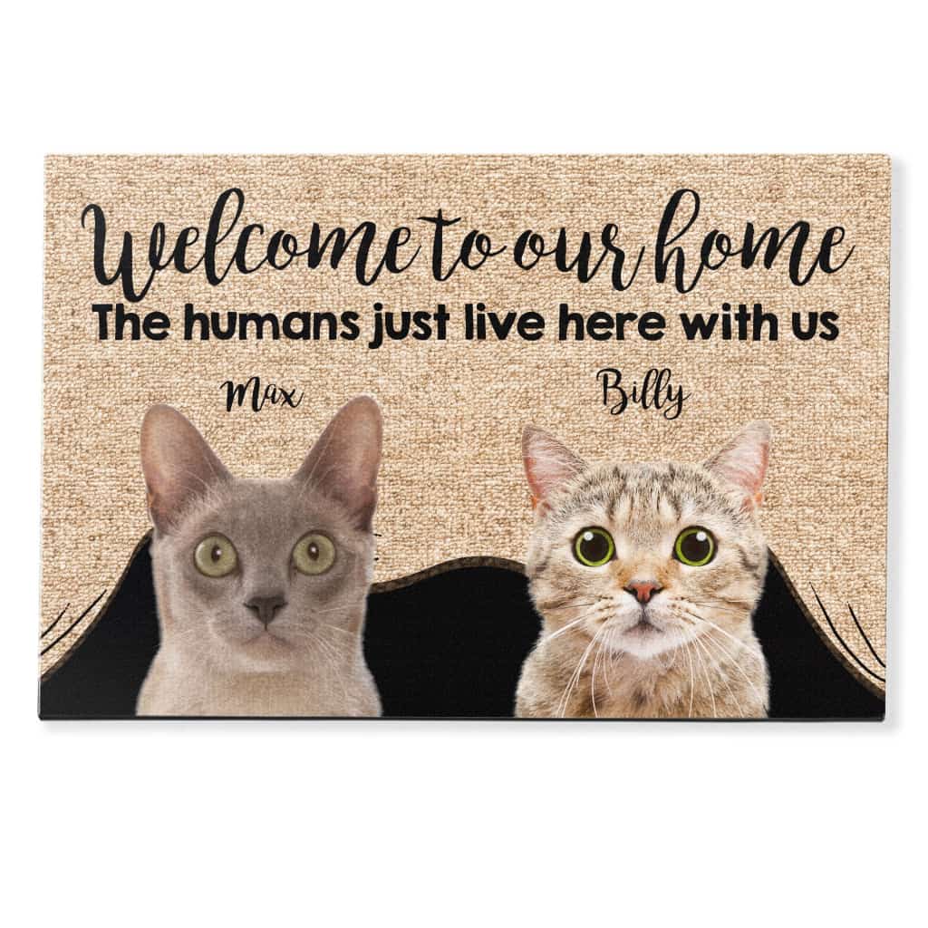 Welcome To My Home, Cat & Dog Custom Doormat, Gift For Cat & Dog Lovers