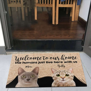 Welcome To My Home, Cat & Dog Custom Doormat, Gift For Cat & Dog Lovers