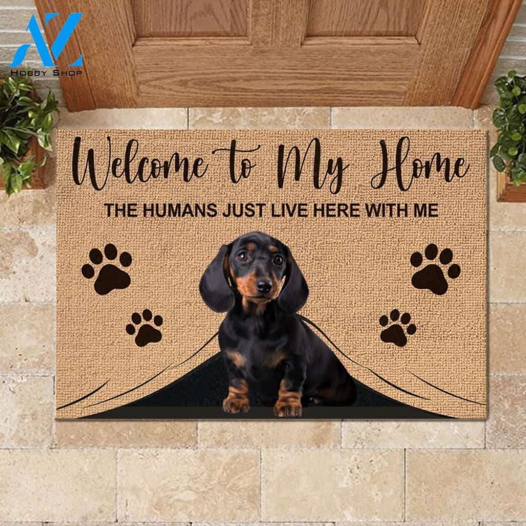 Welcome To My Home Funny Dachshund Black Mat | Welcome Mat | House Warming Gift