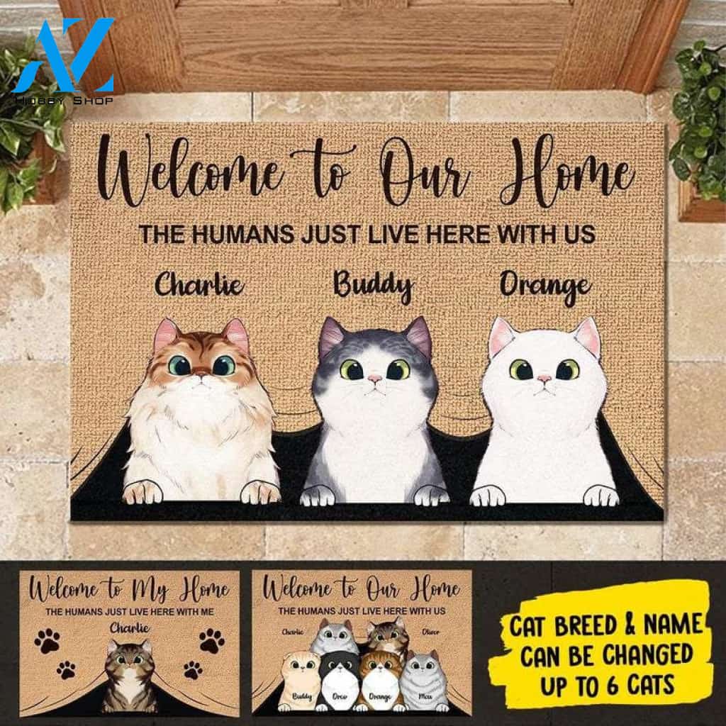 Welcome To My Home, Funny Personalized Cat Doormat, Custom, Personalized Gifts, House Warming, Closing Gift, Home Decor, Funny Door MatS