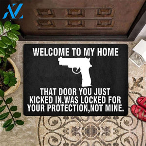 Welcome To My House Gun DoormatFunny HumorousQuotes Sayings Entryway Mat