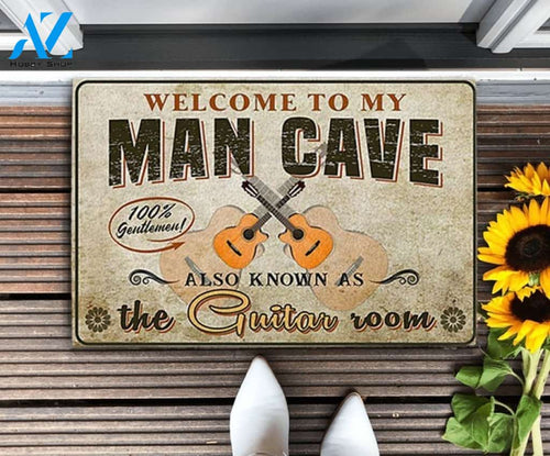 Welcome To My Man Cave Also Known As The Guitar Room Doormat Welcome Mat Housewarming Gift Home Decor Funny Doormat Gift Idea For Guitar Lovers Gift For Friend