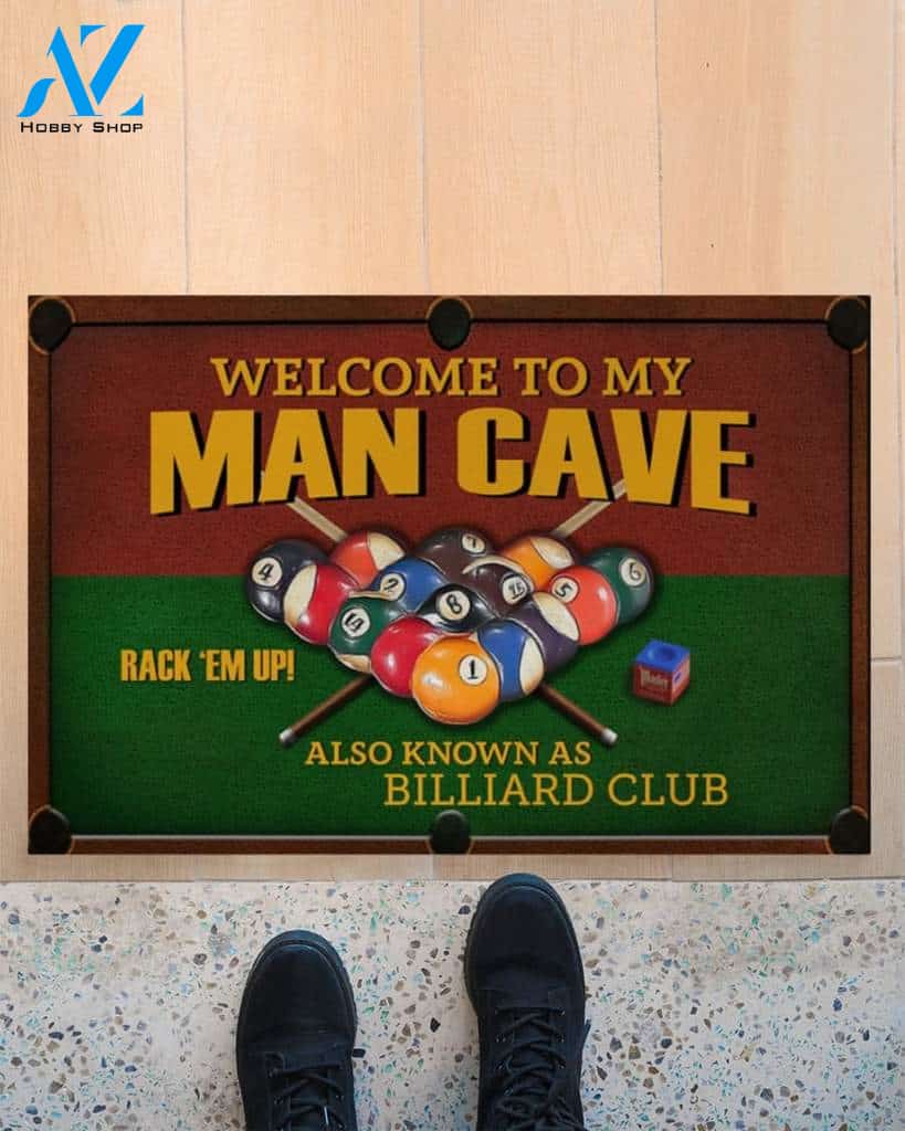 Welcome to My Man Cave Billiard Club Funny Indoor And Outdoor Doormat Warm House Gift Welcome Mat Birthday Gift For Billiard Lovers