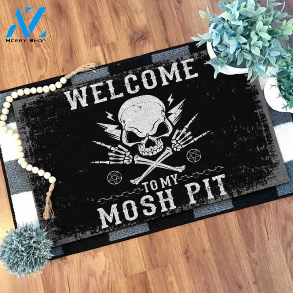 Welcome to my mosh pit Skull Doormat | Welcome Mat | House Warming Gift