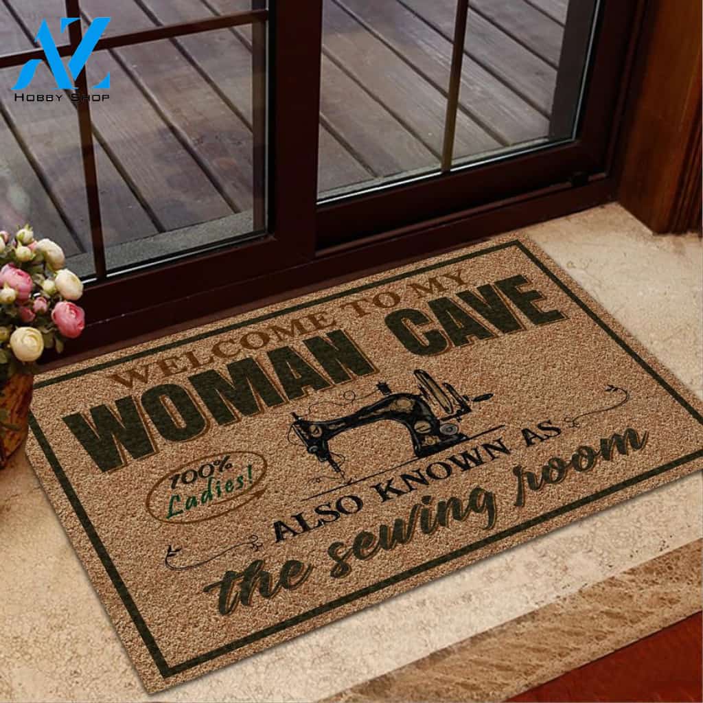 Welcome To My Woman Cave Sewing Room Doormat Gift For Sewing Gift For Friends Welcome Mat House Warming Gift Home Decor Funny Doormat Gift Idea