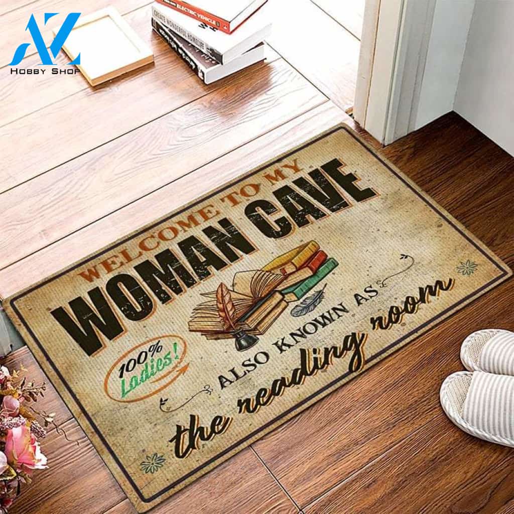Personalized Name Family House Welcome To My Woman Cave The Reading Room Doormat Welcome Mat Housewarming Gift Home Decor Funny Doormat Gift For Book Lovers