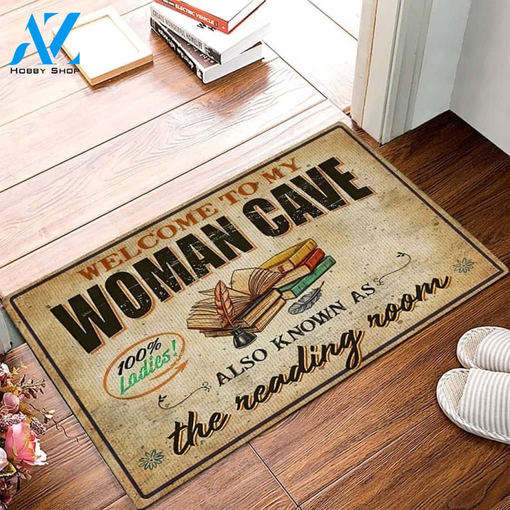 Welcome To My Woman Cave The Reading Room Doormat Welcome Mat Housewarming Gift Home Decor Funny Doormat Gift For Book Lovers