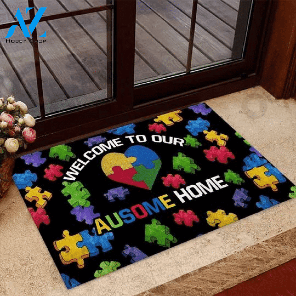 Welcome To Our Ausome Home Doormat Indoor And Outdoor Mat Entrance Rug Sweet Home Decor Housewarming Gift Gift For Friend Family Stem Feminist