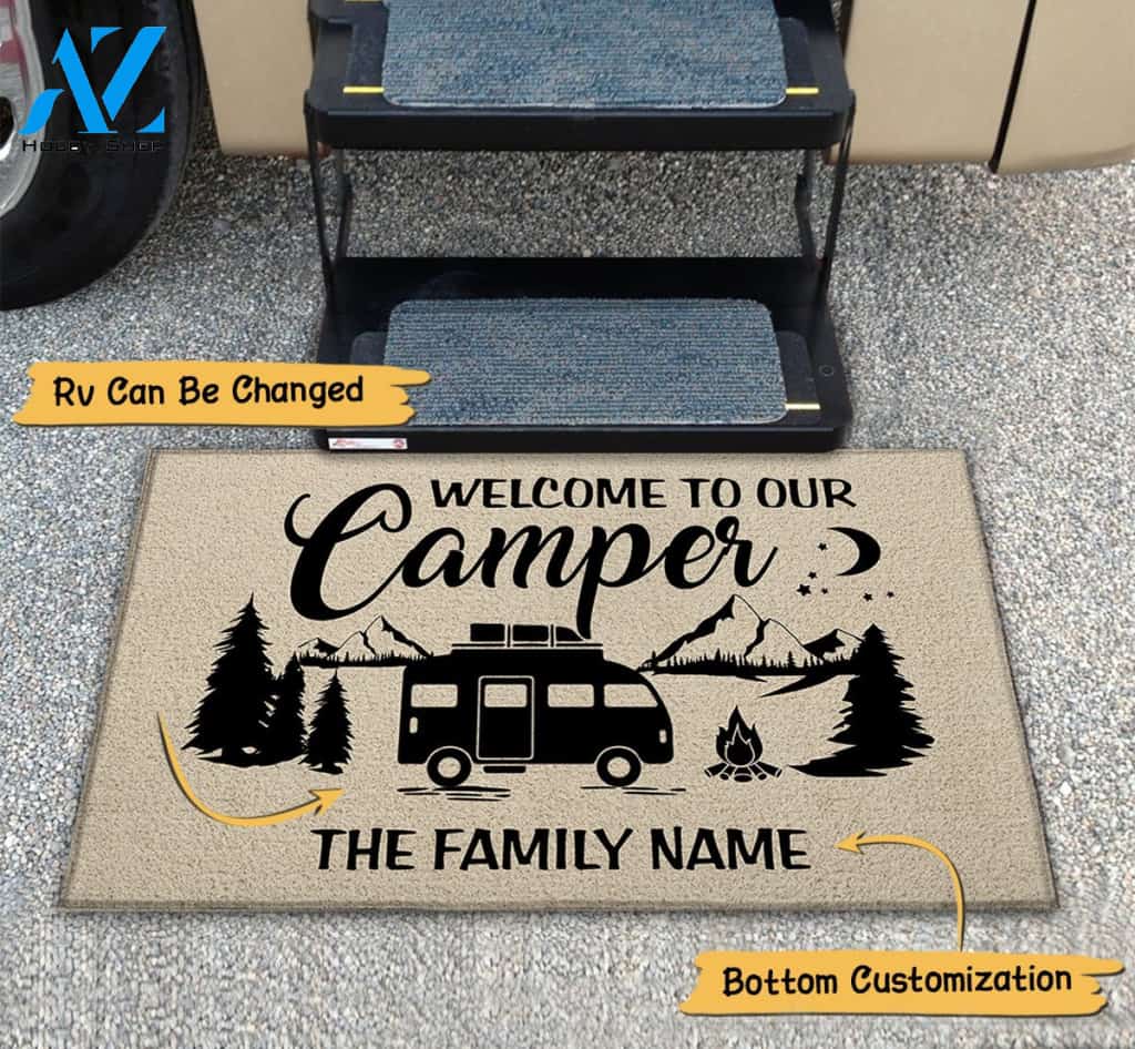 Welcome To Our Camper - The Family Name M0402 - TRHN | Welcome Mat | House Warming Gift