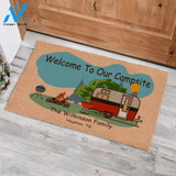 Welcome To Our Campsite | Life Is Better By The Campfire | Home Is Where We Park It, Personalized Camping Doormat for Camper, Camp AP10