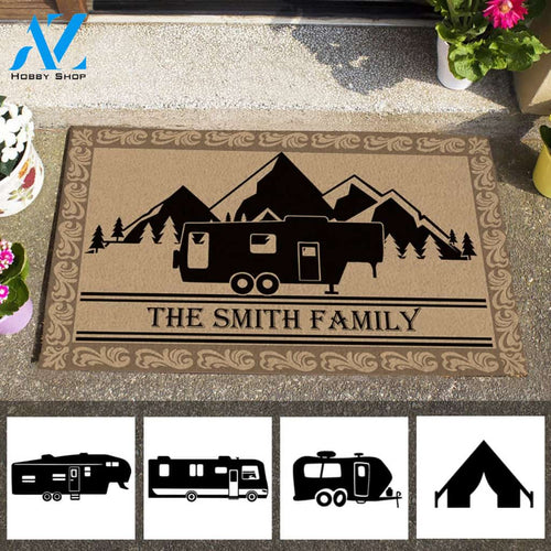 Welcome To Our Campsite Star Camping Family Personalized Doormat