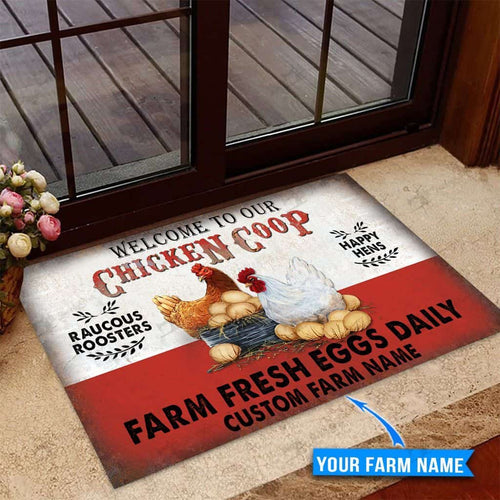 Welcome To Our Chicken Coop Personalized Custom Name Doormat Welcome Mat
