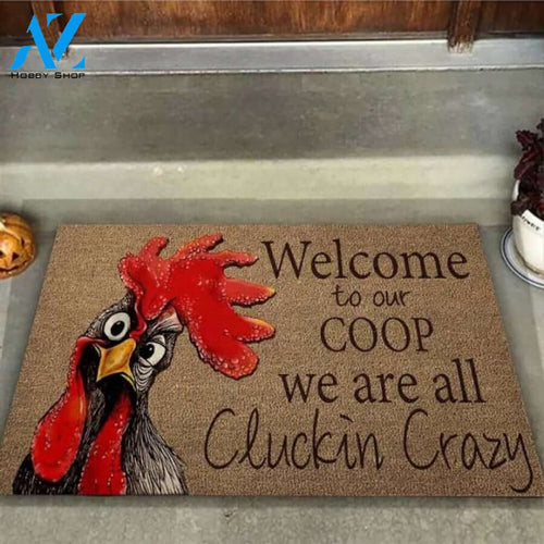 Welcome To Our Coop Chicken Coir Pattern Print Doormat | Welcome Mat | House Warming Gift