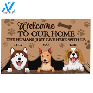 Welcome To Our Dog Home Personalized Doormat
