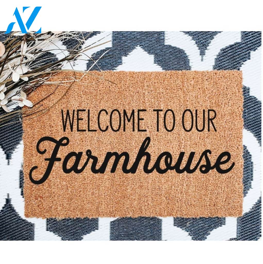 Welcome To Our Farmhouse Quote Indoor and Outdoor Doormat Warm House Gift Welcome Mat Gift for Friend Family