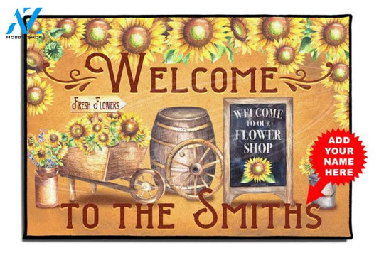 Welcome to Our Flower Shop Flower Doormat Indoor And Outdoor Mat Entrance Rug Sweet Home Decor Closing Gift Gift For Friend Family Birthday Floral Lovers Gift Idea