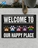 Welcome To Our Happy Place Funny Doormat | Welcome Mat | House Warming Gift