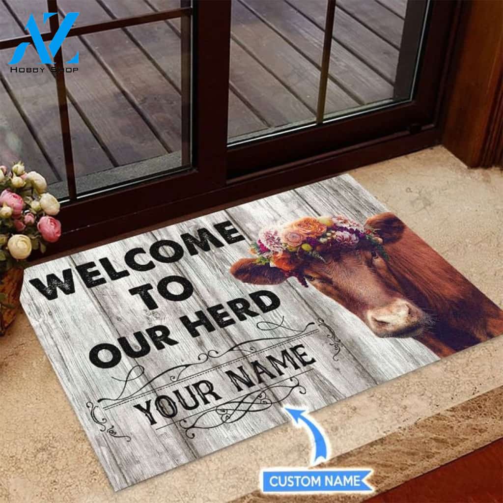 WELCOME TO OUR HERD PERSONALIZED DOORMAT