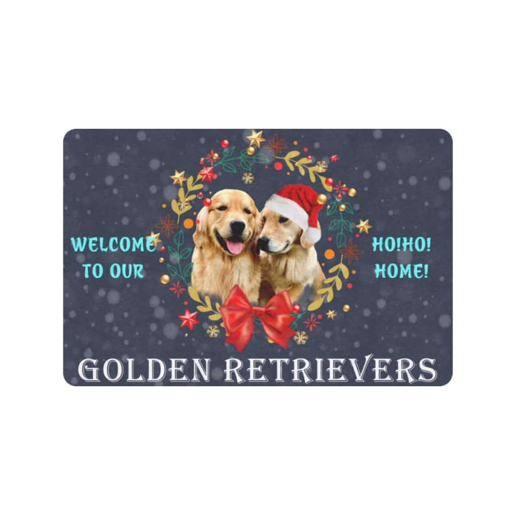 Welcome To Our Ho Ho Home Golden Retriever Merry Christmas Lover Doormat Welcome Mat