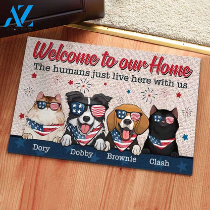 Welcome To Our Home - 4th Of July Funny Personalized Pet Doormat (Cat & Dog) 