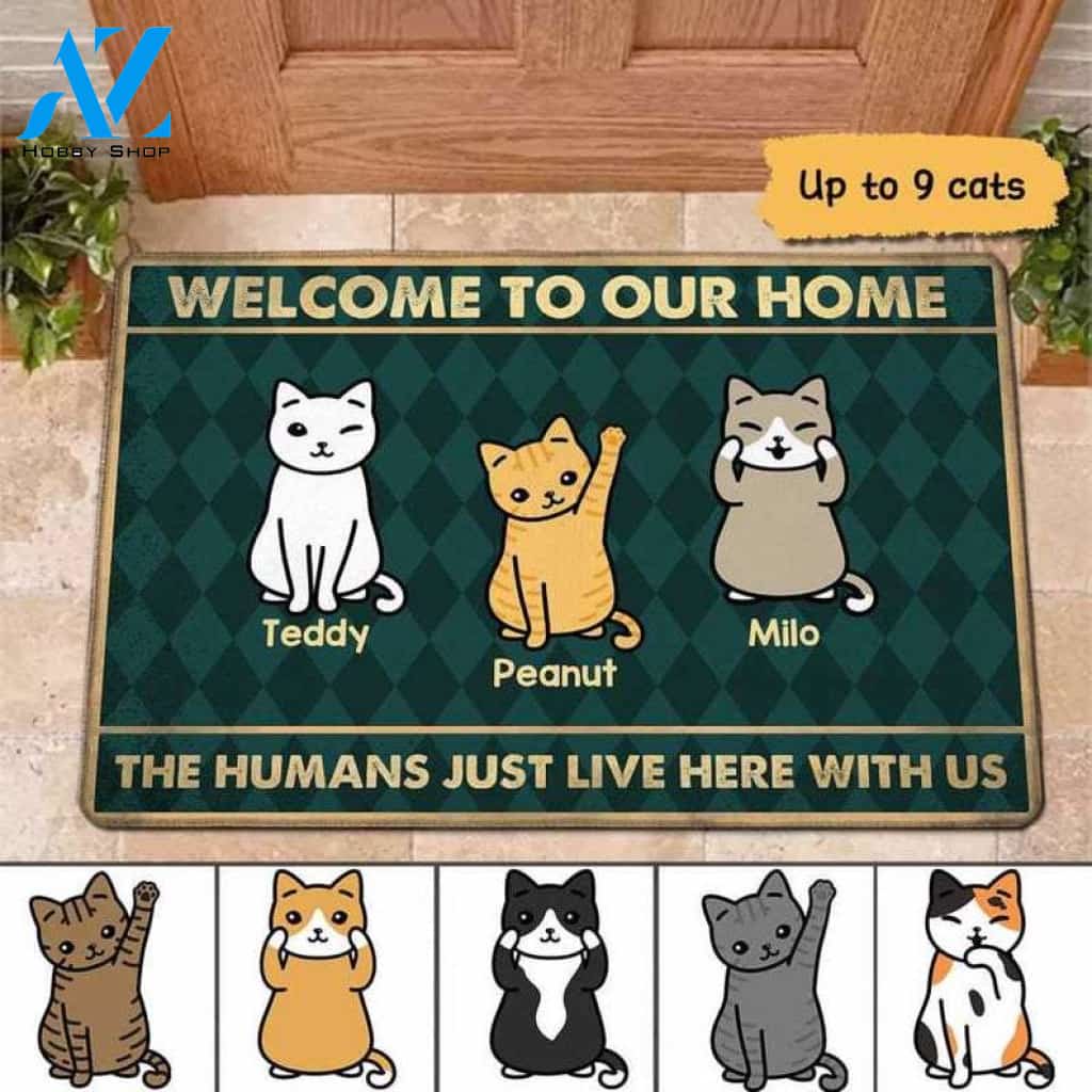 Welcome To Our Home Cat Personalized Doormat, Customized Doormat, Welcome Door Mat, Makes A Perfect Gift