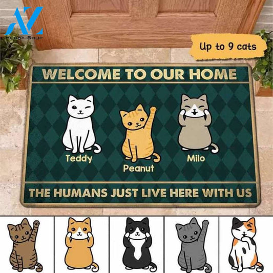 Welcome To Our Home Cat Personalized Doormat, Customized Doormat, Welcome Door Mat, Makes A Perfect Gift