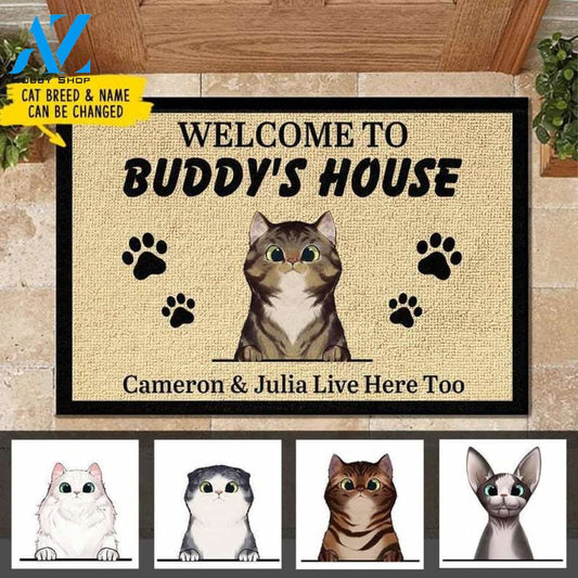 Welcome To Our Home Custom Cat Name Doormat,Rug,Area Rug,Vintage Doormat,Cat Welcome Doormat,Welcome Rugs,Doormat Outdoor,Custom Cat Doormat